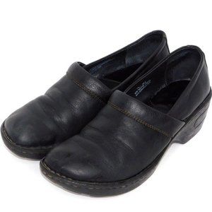 Born "Toby II" Black Leather Clog